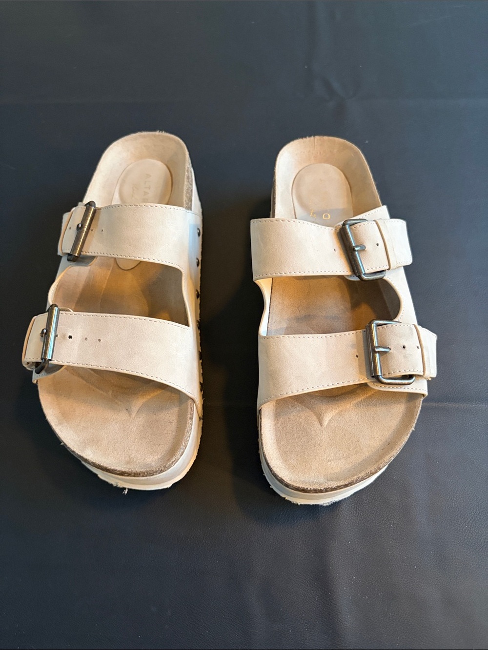 Altar’d State Beige Double Buckle Slide Sandals Size 8